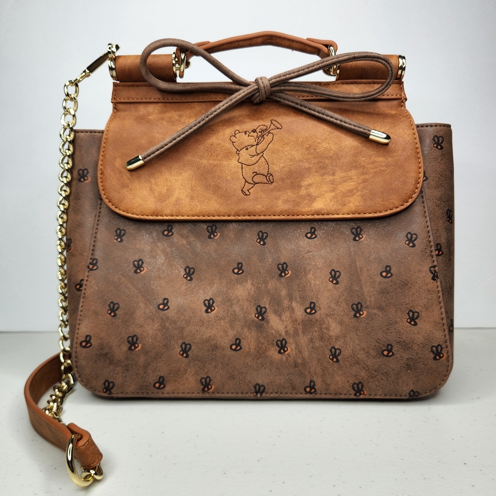Loungefly Disney Winnie the Pooh Bees Allover Brown Crossbody Bag